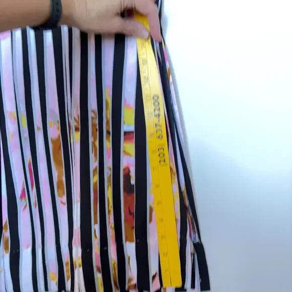 Bisou Bisou Michele Bohbot Striped Wide Leg Pants Black Side Zip Slit Womens S - Picture 11 of 12